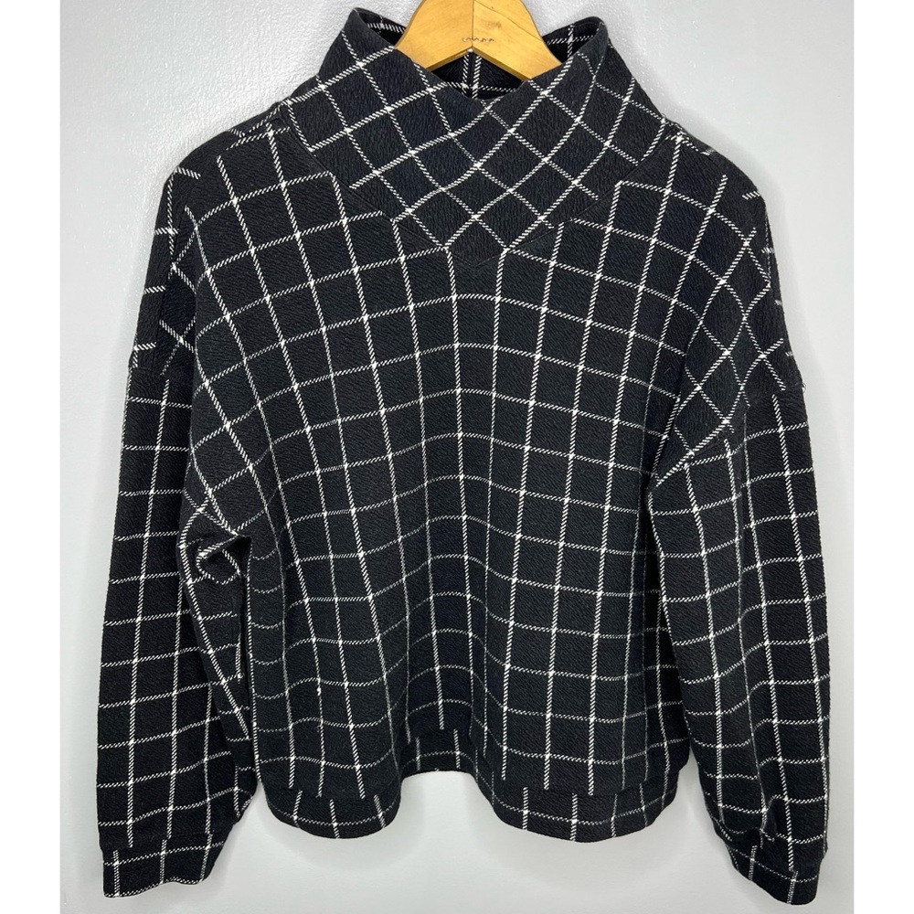MADWELL BLACK with WHITE SOFTMOCK TURTLENECK TOP - Picture 2 of 5
